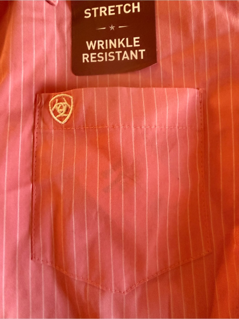 Ariat womens Pink Striped Stretch Wrinkle-Resistant Button-Down Shirt - Picture 7 of 9
